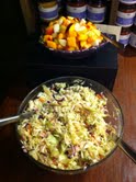 coleslaw with peach vinegar and jalapeno olive oil