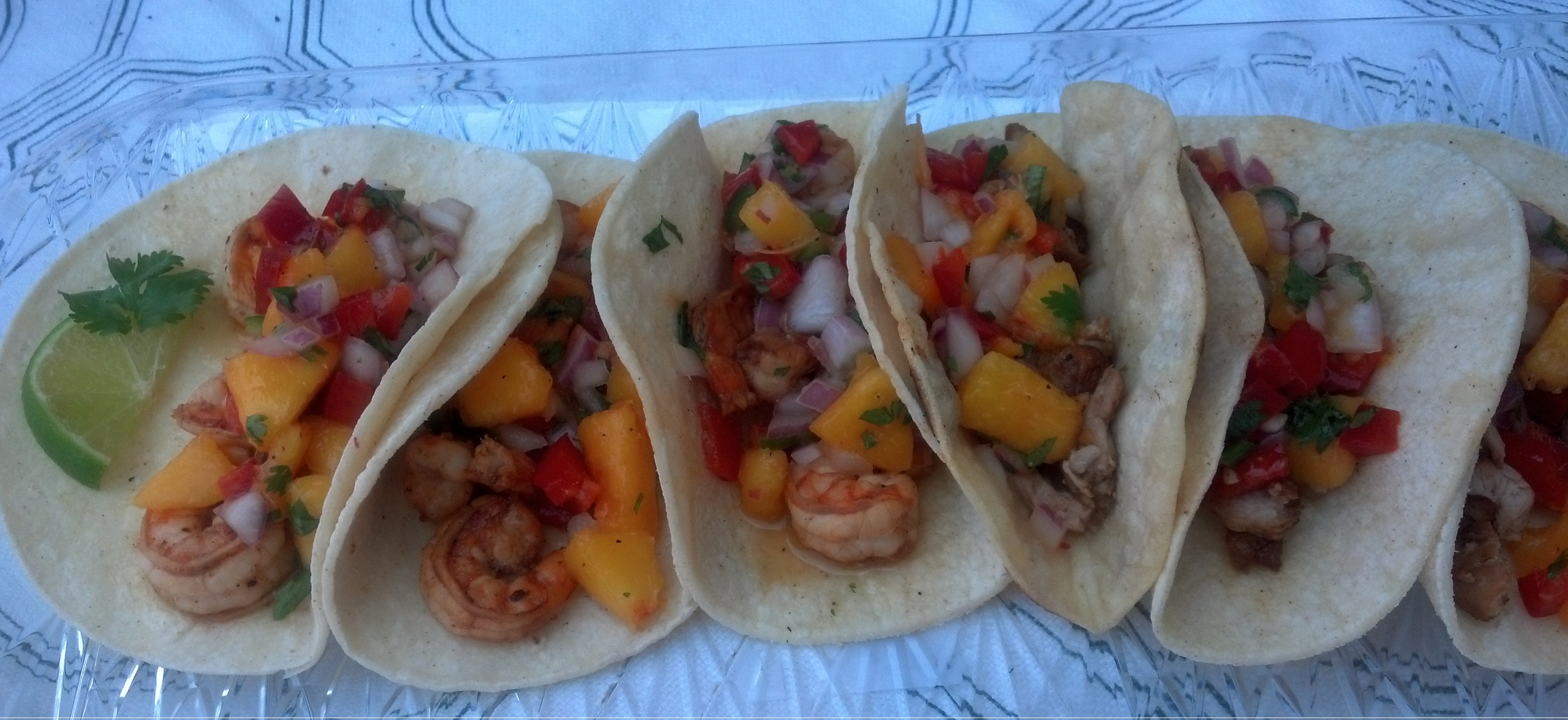 Grilled “You Choose” Tacos with Peach-Jalapeno Salsa