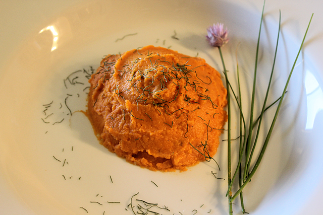 Mashed Sweet Potatoes with Lavender Sea Salt and Garlic